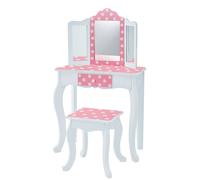 Teamson Kids Gisele Polka Dot Play Vanity Set with Stool, Pink & White