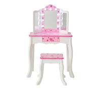 Teamson Kids Kids Dressing Table Vanity & Stool With Tri-Fold Led Mirror