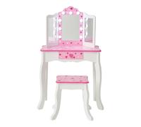 Teamson Kids Kids Dressing Table Vanity & Stool with Tri-Fold LED Mirror in White Teamson Kids White