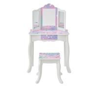 Teamson Kids Kids Vanity Table & Stool With Tri-Fold Mirror And Drawer
