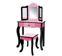 Teamson Kids Kids Wooden Play Vanity Table Set, Leopard Print, Pink/Black in Black Teamson Kids Black