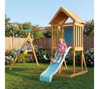 Teamson Kids Large Wooden Swing Set With Slide, Chalkboard, Sandpit And Swings, Garden Playset