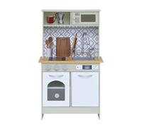 Teamson Kids Little Chef Boston Modern Play Kitchen, Olive Green | Interactive Features & 9 Play Cooking Accessories