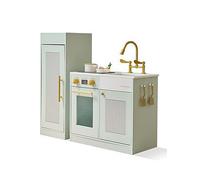 Teamson Kids Modern Sleek Play Kitchen with Fridge, Stove & Hooks in Green Teamson Kids Green
