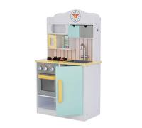 Teamson Kids Little Chef Florence Classic Play Kitchen, White | Mint Green and Yellow Accents, Interactive Wooden, With Accessories, Storage Space for Easy Clean Up
