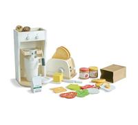 Teamson Kids Little Chef Healthy Breakfast to Go Play Set in White with Toaster, Coffee Maker, Tray & 27 Accessories, Develops Skills & Imagination
