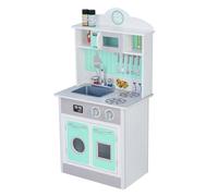 Teamson Kids Little Chef Madrid Play Kitchen, Grey with Mint | Classic Interactive Wooden, Sink, Oven, Microwave, Storage Space, Easy Clean Up
