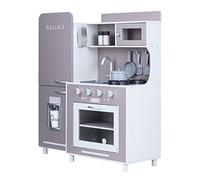 Teamson Kids Little Chef Mayfair Retro Play Kitchen, Grey | Wooden Play Kitchen & 11 Accessories