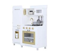 Teamson Kids Little Chef Mayfair Retro Play Kitchen, White/Gold | Wooden Play Kitchen & 11 Accessories