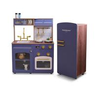 Teamson Kids Wooden Play Kitchen with Modular Fridge, Sink & 14 Accessories in Blue Teamson Kids Blue