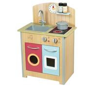 Teamson Kids Little Chef Porto Classic Play Kitchen, Natural Wood | Interactive Wooden, Sink and Oven, Storage Space for Easy Clean Up
