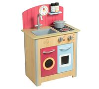 Teamson Kids Little Chef Porto Classic Play Kitchen, Red | Interactive Wooden, Sink, Oven, Storage Space for Easy Clean Up