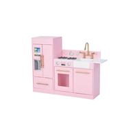 Teamson Kids Chelsea Large 2 Pcs Interactive Wooden Play Kitchen Playset With 3 Accessories - Pink