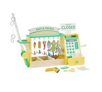 Teamson Kids My Little Helper Fishing Shop & 26 pc. Accessory Set, Green/Yellow
