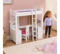White Doll Bunk Bed with Desk Olivia's World 18" Wooden Furniture Toy