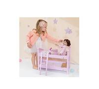 Olivia's Little World 18" Doll Wooden Convertible Bunk Bed - Stacked or Unstacked as Two Single Beds, Purple/White/Gold