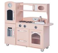Teamson Kids Pink Westchester Retro Wooden Kitchen Toy Kitchen With Ice Maker UK-TD-11414P