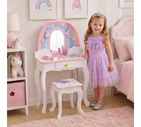 Teamson Kids Play Vanity With Mirror, Pegs & Stool, Rainbow Unicorn