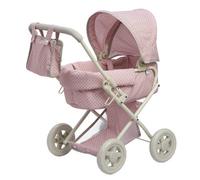 Teamson Kids Polka Dot Buggy Stroller Pram For Baby Dolls & Stuffed Animals, Pink/grey