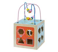 Teamson Kids Preschool 5 in 1 Wooden Activity Cube, Multifunctional-Play Educational Toy, Bead Abacus Maze, Colour Shape Sorter