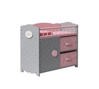 Teamson Kids Olivia's Little World Pink and Grey Polka Dots Baby Doll Crib with Cabinet and Cubby