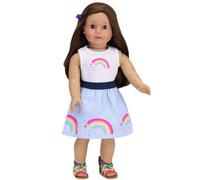 Teamson Kids Sophia's - 18" Doll - Rainbow Stripe Skirt & Tank - White