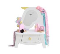 Teamson Kids Dreamy Unicorn White Tabletop Vanity with Real Wool Hair - Size: 41.5 x 20 x 32cm - Wilko