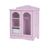 Teamson Kids White Wooden Doll Wardrobe With Drawer Shelves And Hangers, Purple