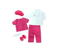 Teamson Kids Women's Sophia's 6-Piece Medical Uniform with Scrubs, Lab Jacket, Face Mask, Hair Cover & Booties for 18" Dolls, White/Hot Pink Teamson Kids Pink
