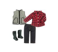 Winter Doll Outfit With Boots By Sophias Includes Red Checkered Shirt Pants Vest Tall Boots For 18 Inch Dolls