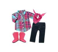 Teamson Kids Women's Sophia's Plaid Western Shirt, Jeggings, Bandana, & Boots for 18" Dolls, Multi in Red Teamson Kids Red