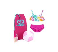 Teamson Kids Women's Sophia's Ruffle Bikini, Boogie Board, Beach Ball, Lotion & Water Bottle for 18" Dolls, Multi in Pink Teamson Kids Pink