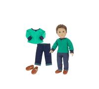 Sophias By Teamson Kids Shirt Jeans And Penny Loafers Set For 18" Boy Dolls, Blue