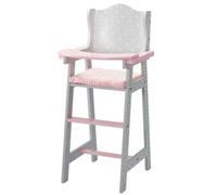 Teamson Kids Wooden Baby Doll High Chair With Tray Cushion And Hand Painted Flowers, Grey