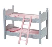 Teamson Kids Wooden Doll Bunk Bed With Ladder And Bedding For 18 Inch Dolls, Grey