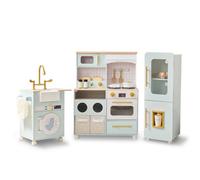 Teamson Kids Wooden Play Kitchen 3-Piece Modular Set With Ice Maker & Toaster