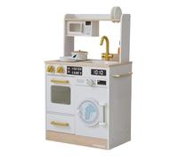Teamson Kids Wooden Play Kitchen Little Chef with Mini Garden and Washing Machine White