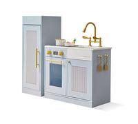 Teamson Kids Wooden Play Kitchen Set with Separate Fridge, Sink & 12 Accessories