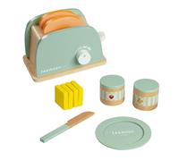 Teamson Kids Wooden Toaster Toy Play Kitchen Accessories 11 pcs Green TK-W00006