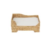 Staart Teamson Pets Indoor Wicker Raised Bed, Tan, Neith Collection | Cat or Small Dog, Elevated Lounger, Removable Washable Cushion