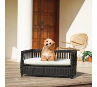 Teamson Pets Clotho Indoor Outdoor Wicker Rattan Cat or Small Dog Bed