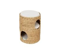 Teamson Pets Indoor 3-Tier Wicker Scratch Tower Tree & Cat Bed Condo House, Natural Seagrass with Three Removable Washable Cushions, Tan/Cream, Neith Collection ST-N10001-UK