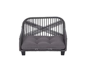 Teamson Pets Lachesis Indoor Outdoor Woven Rope Cat or Small Dog Sofa Bed Lounger Water Resistant with Removable Washable Cushion Grey ST-N10007-UK