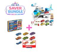 Teamsterz Aeroplane Transporter - Includes 16 Accessories + Teamsterz Racing Cars - With 2 Colour Changing Cars - Bundle
