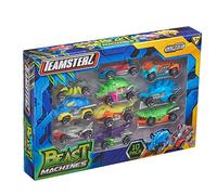 Teamsterz Beast Machine Dino Car Play Set | 10 Dinosaur Cars Included | Two Assortments Available With One Supplied At Random | 10 Pack Car Set | Dino Gifts For Boys And Girls Aged 3+