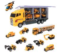 Teamsterz Construction Transporter Vehicle Playset | Construction Car, Lorry And Construction Truck Toys | Indoor And Outdoor Sandpit Toys | Toy Car Launcher | Cars Storage And Ramp | Ages 3+