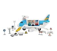 Teamsterz Metro City Aeroplane Transporter Playset | Cargo Plane Toy with Car Storage, Launch Ramp & 16 Accessories | Includes Toy Cars & Helicopter | Vehicle Playset for Kids Ages 3+