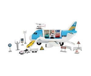 Teamsterz Metro City Aeroplane Transporter Playset | Cargo Plane Toy with Car Storage, Launch Ramp & 16 Accessories | Includes Toy Cars & Helicopter | Vehicle Playset for Kids Ages 3+