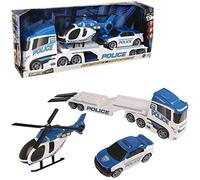 Teamsterz Mighty Machines Large Police Helicopter Transporter | Light & Sound | Kids' Play Figures & Vehicles Toy Car Set For Ages 3+