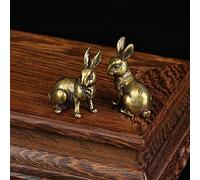 TEAMWILL Small Brass Rabbit Figurine Rabbit Statue Ornament House Animal Figurines 1 Pair